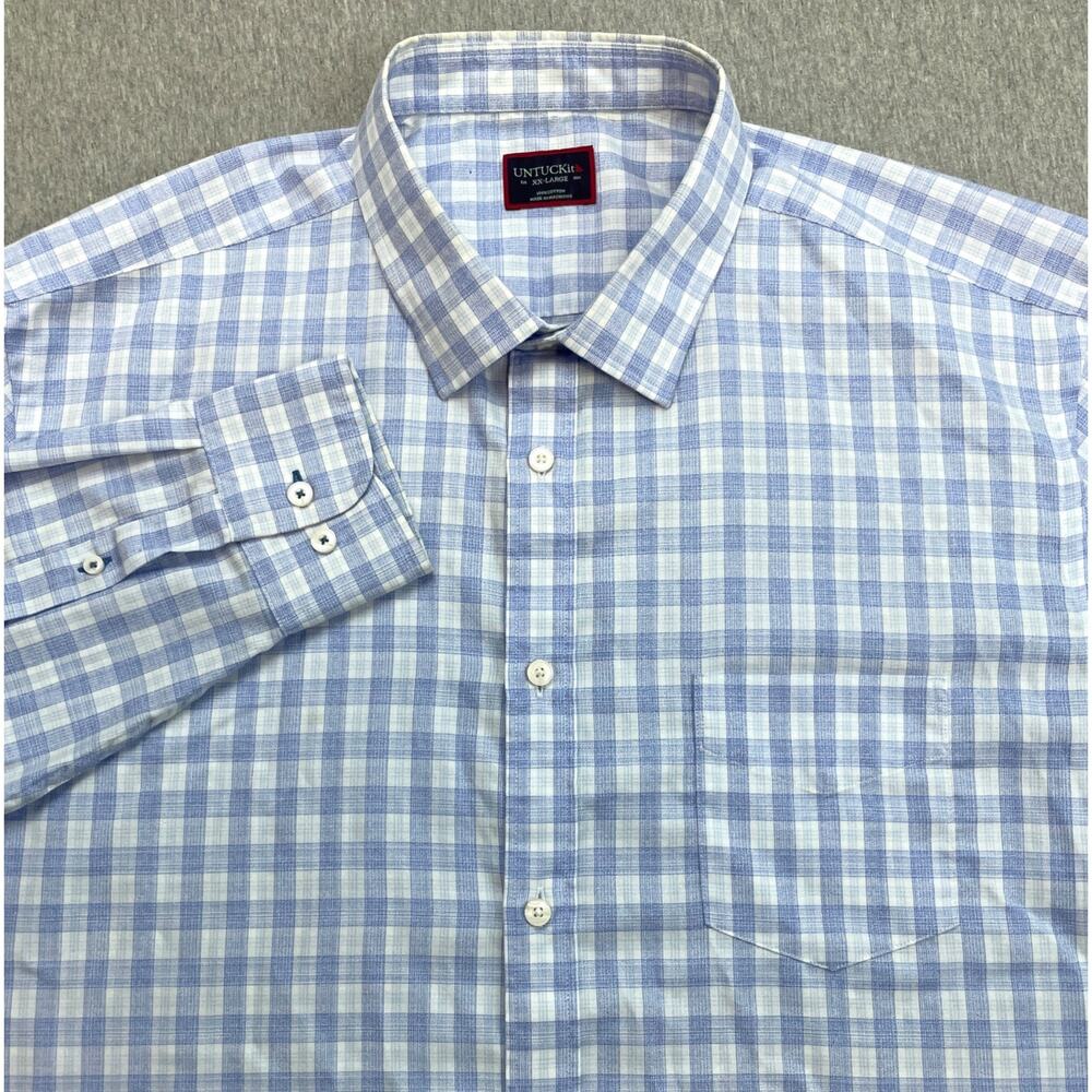 Untuckit Shirt‎ Mens 2XL Plaid 100% Cotton Long Sleeve Button Up